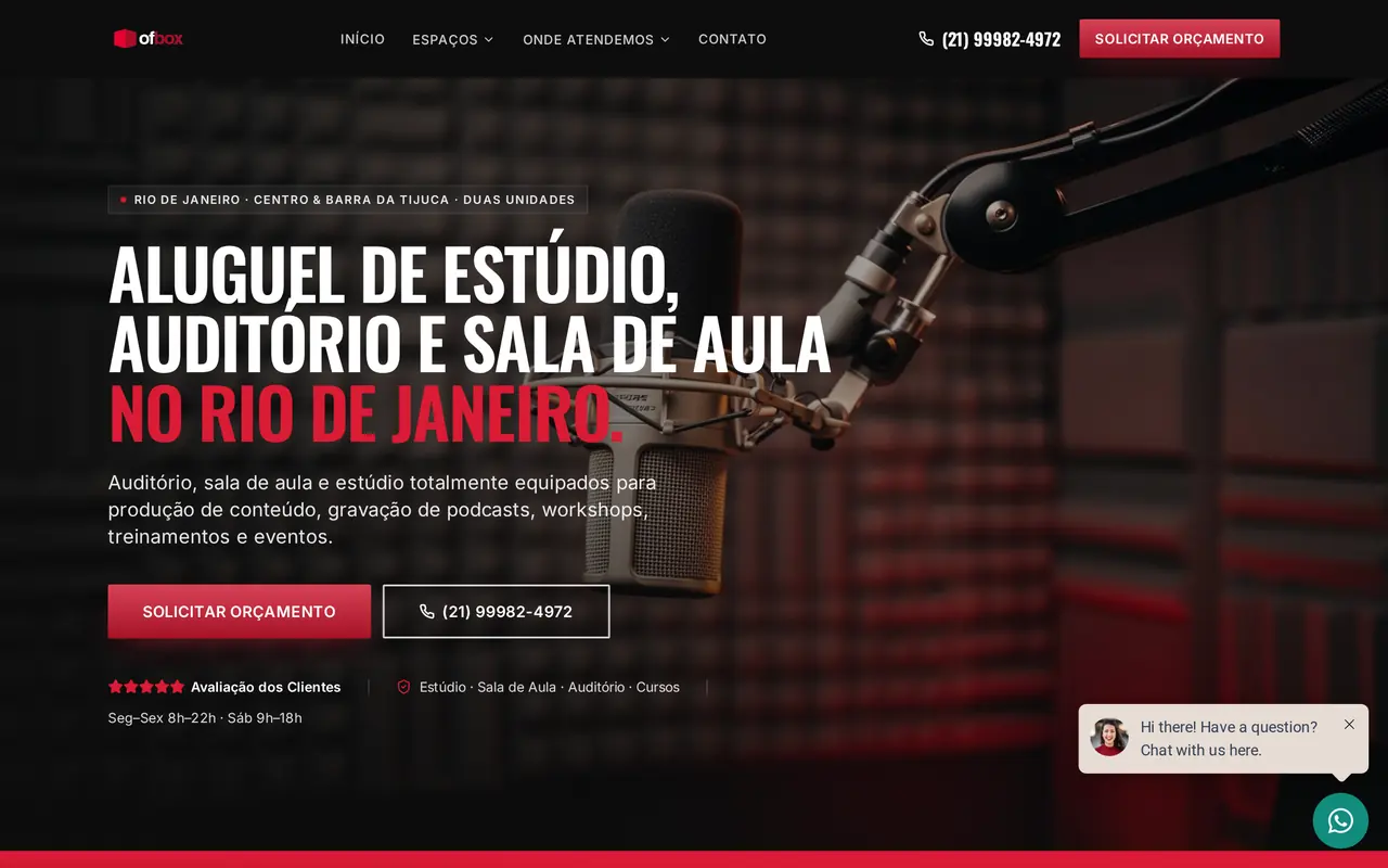 Homepage of the Ofbox Estúdio website